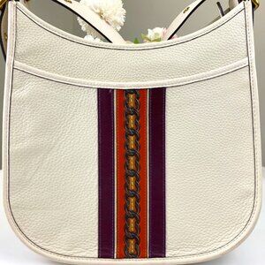 Coach 89122 Varsity Stripe Emery Leather Crossbody Bag in Chalk Multi